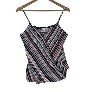 Allison Joy Striped Tank Womens M Multicolor Sleeveless Surplice Festival Indie